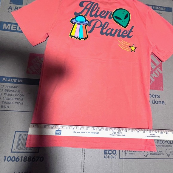 Graphic‎ Tee Coral Pink Alien Planet T Shirt Men's Size XS - Picture 7 of 10